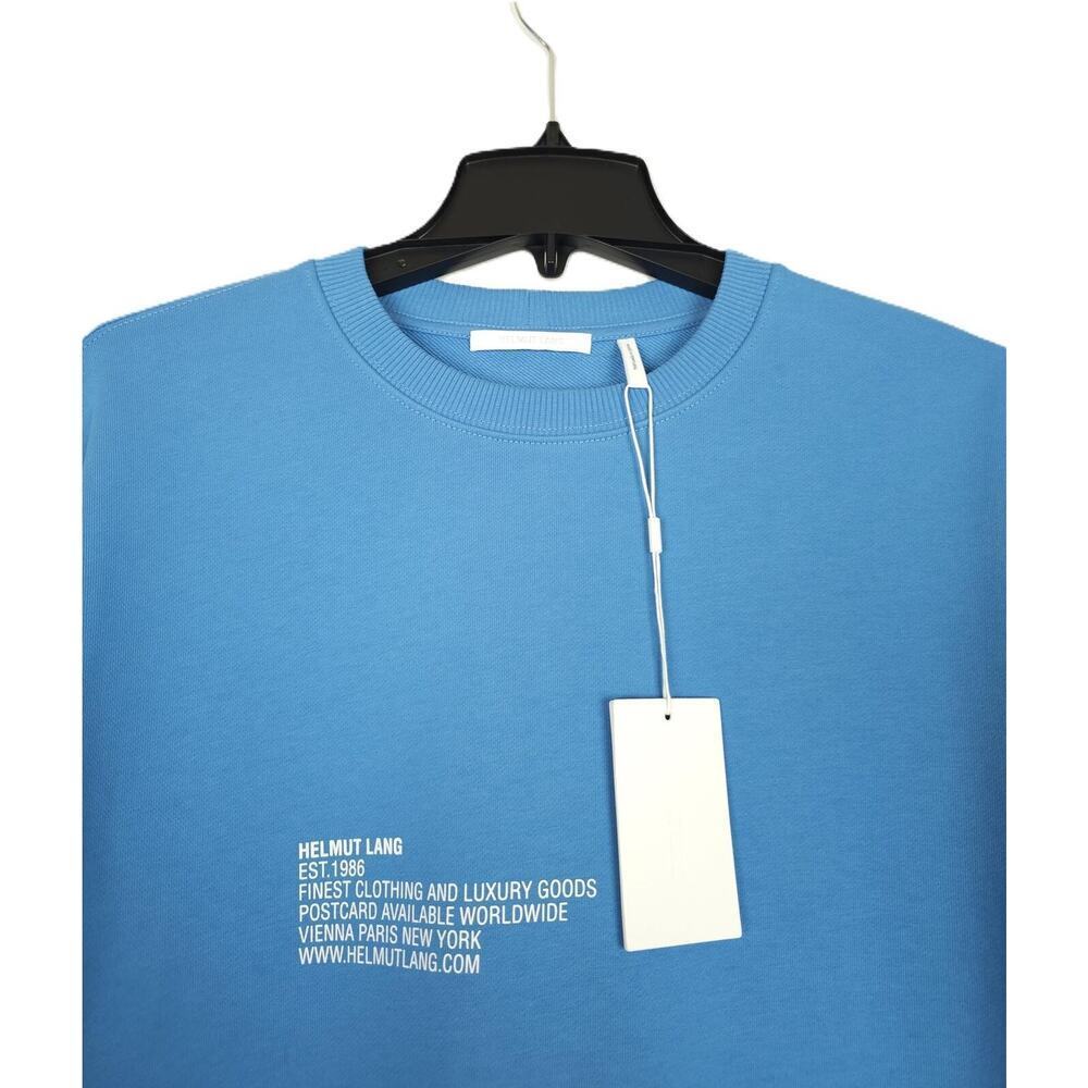 Helmut Lang Mens Postcard Graphic Sweatshirt Sz Small Pond Blue French Terry NWT - Picture 4 of 12